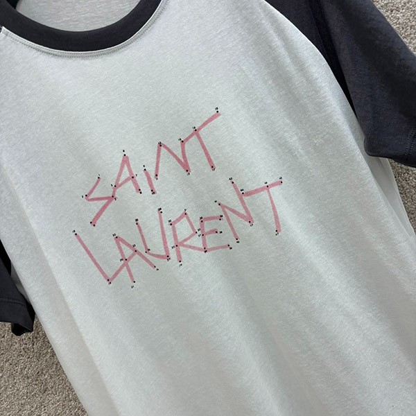 高品質 サンローラン プリント ツートーン コットンジャージー Tシャツ コピー Sah16645